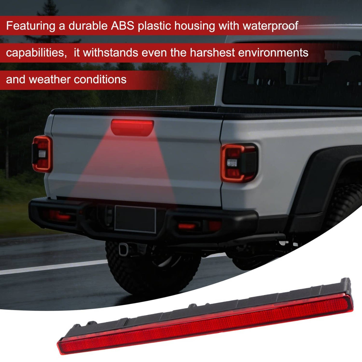 Solidspare 68338388AC Rear Center High Mounted Stop Lamp 3rd Brake Light For Jeep Gladiator