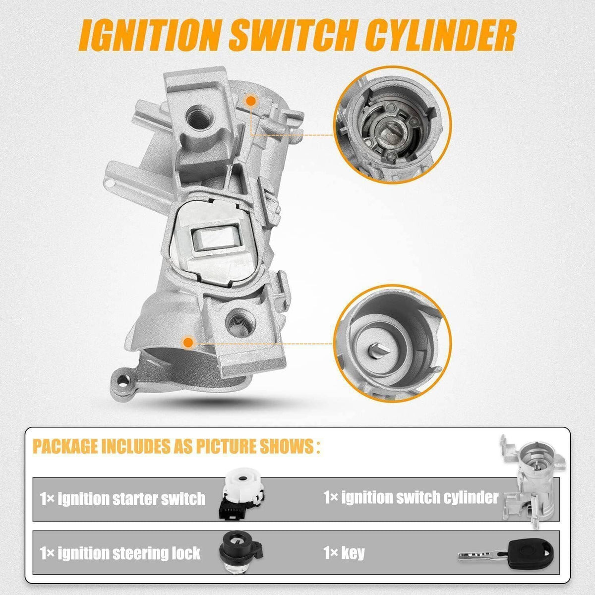 Solidspare Ignition Switch With Lock Cylinder Key For VW Golf Jetta Rabbit Audi 2006-2011