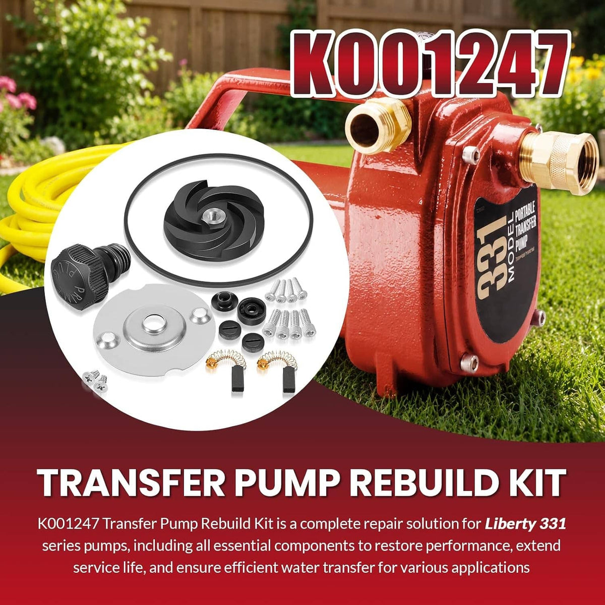 Solidspare K001247 Transfer Pump Rebuild Kit for Liberty 331 Series 331-B10, 331-B18