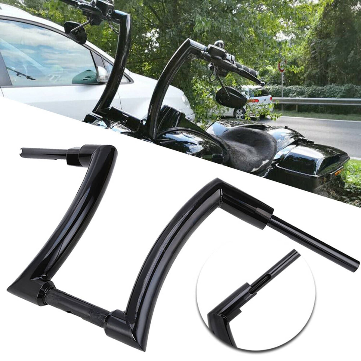 Solidspare Motorcycle Handlebar 14inch Rise 2" Ape Hanger Handle For Harley Dyna Street