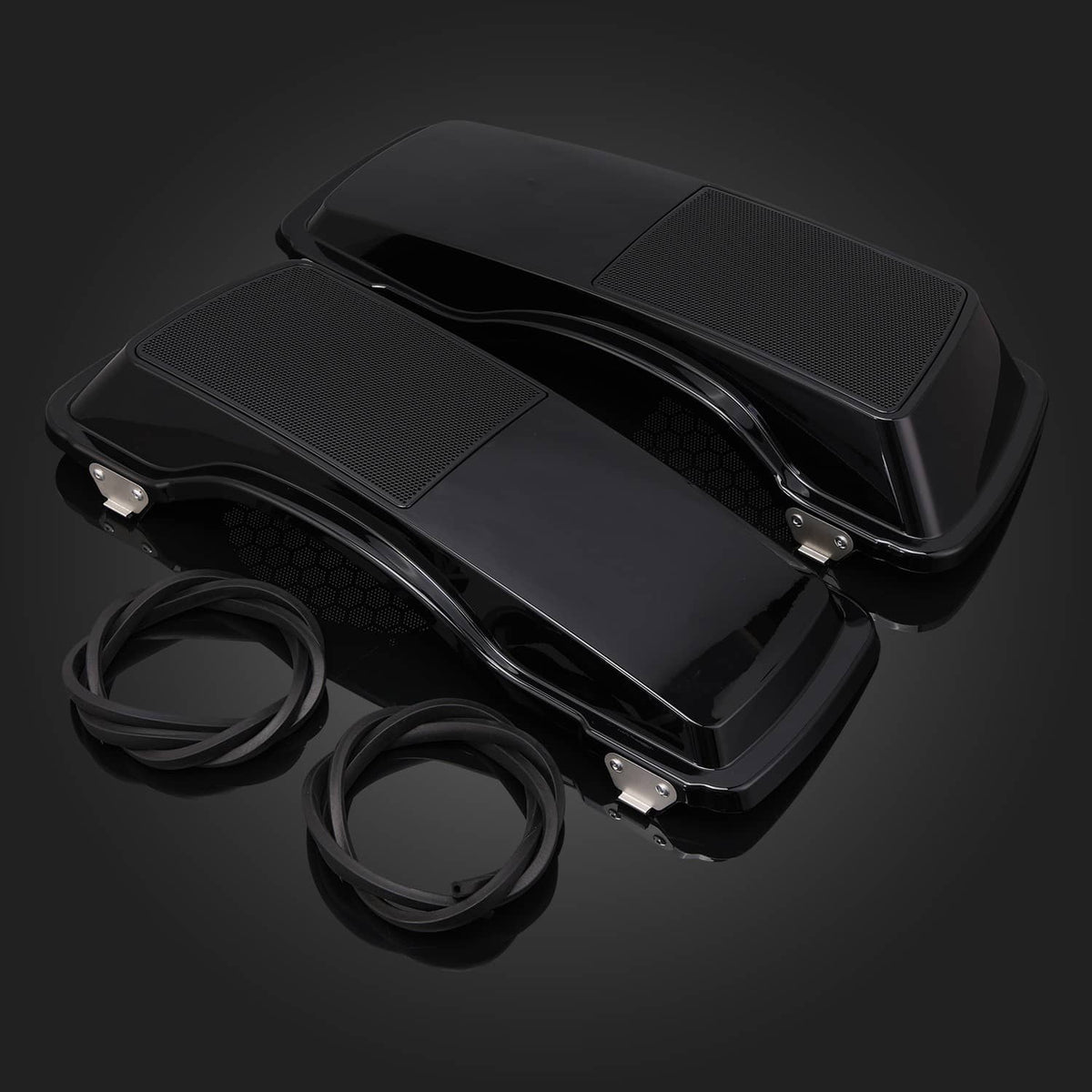 Solidspare Vivid Black Hard Saddlebag Speaker Cover For 1993-2013 Harley Touring Models