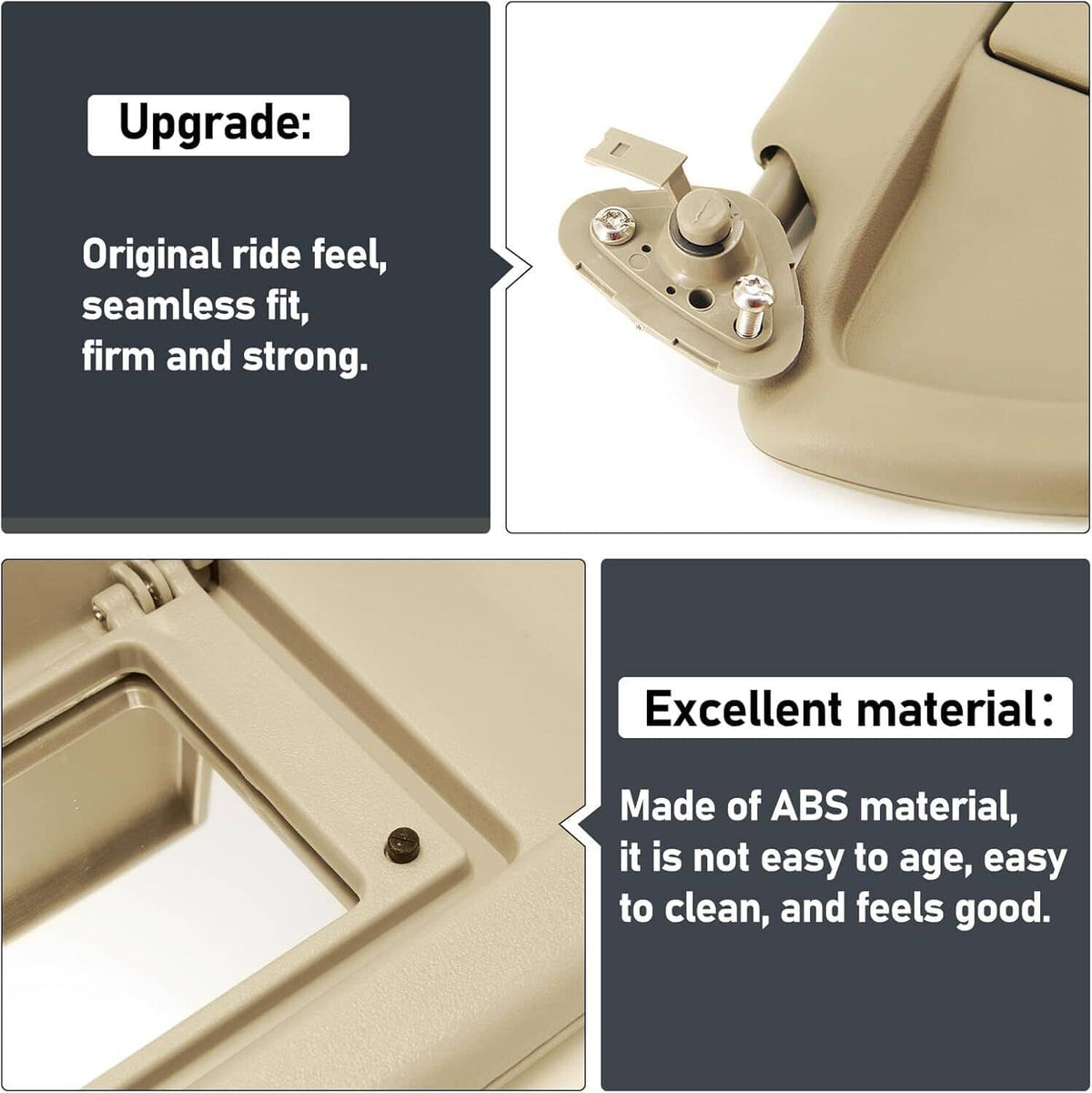Solidspare 1Set Beige Sun Visor Left & Right Visor Kit For 2006-2011 Honda Civic Visors