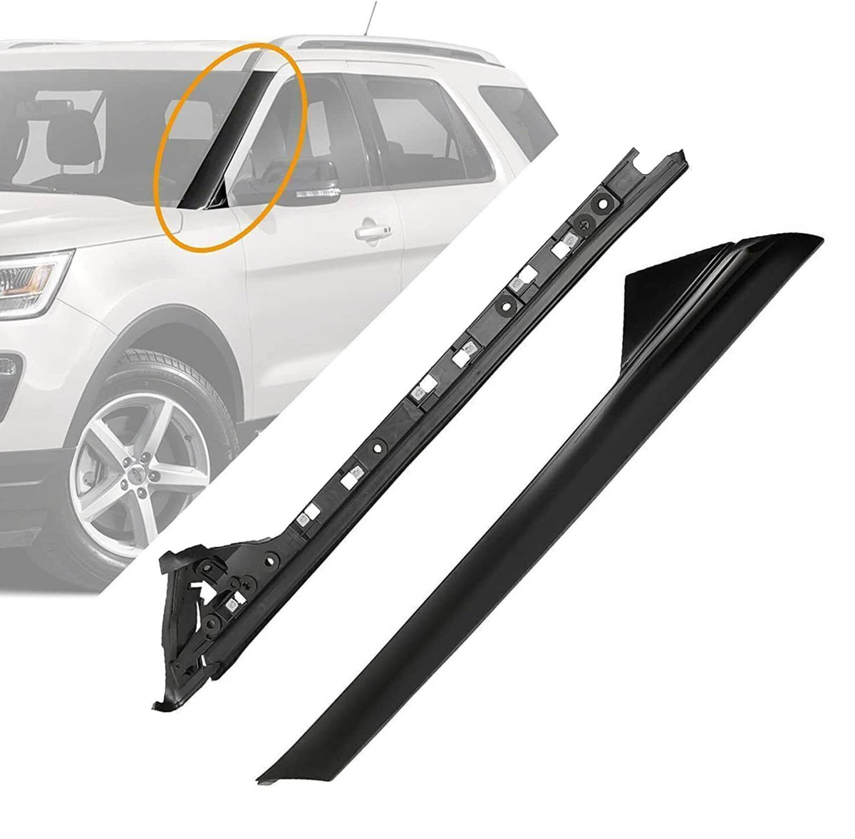 Solidspare Left Side Windshield A-Pillar Molding INNER OUTER Trim for 2011-19 Ford Explorer