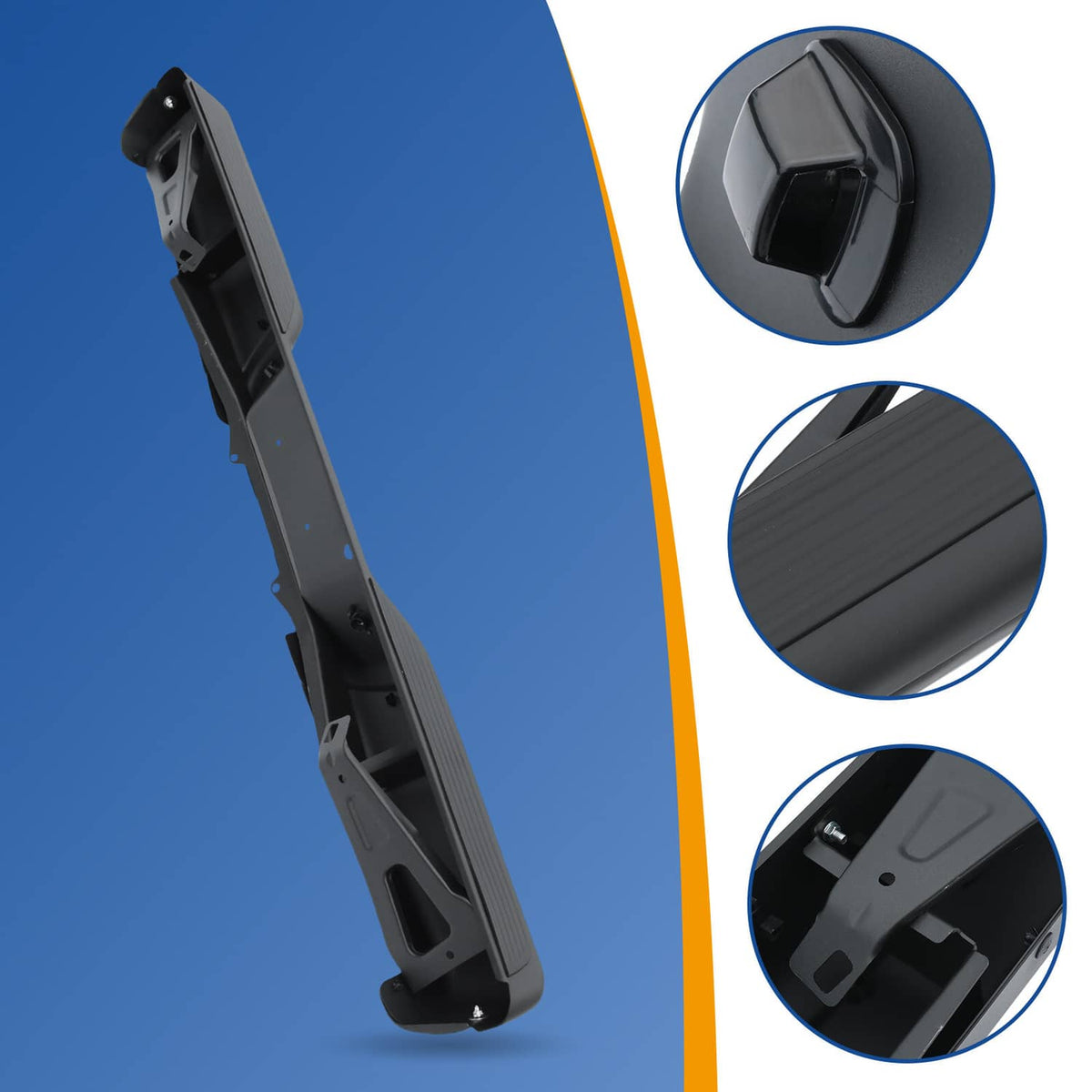 Solidspare REAR STEP BUMPER ASSEMBLY STEEL WITH PADS FOR 1997-2004 DODGE DAKOTA BLACK