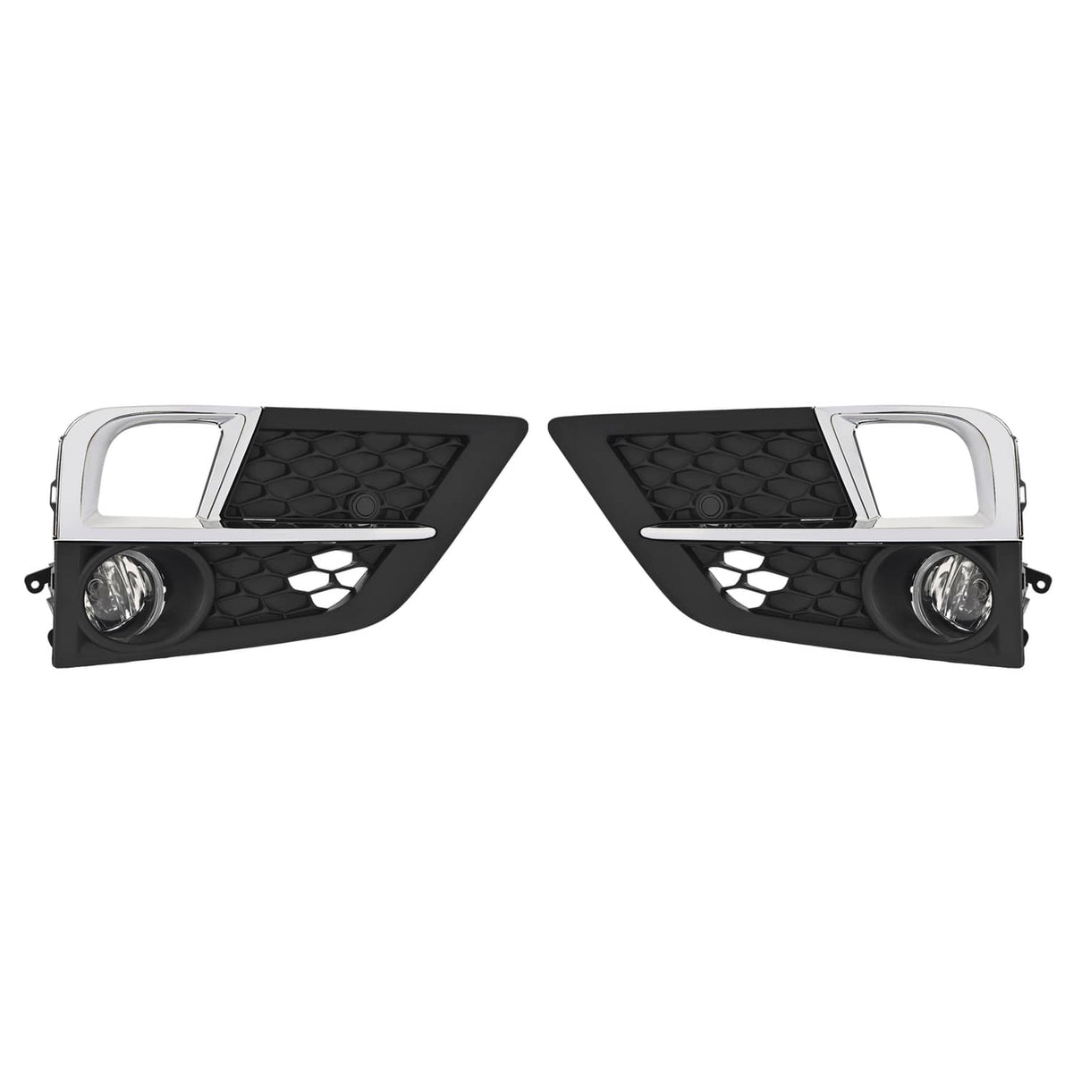 Solid Spare For Honda Odyssey 2018-2020 Bumper Fog Lights Lamps & Bezel Set W/Chrome Trim