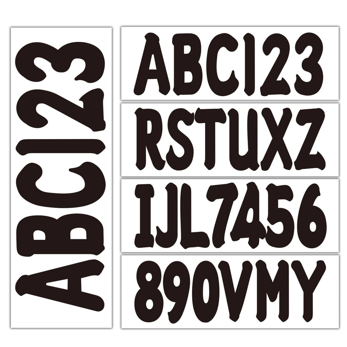 Solid Spare Black 3" Boat registration decals A-Z Letters & 0-9 Numbers 4 Sets