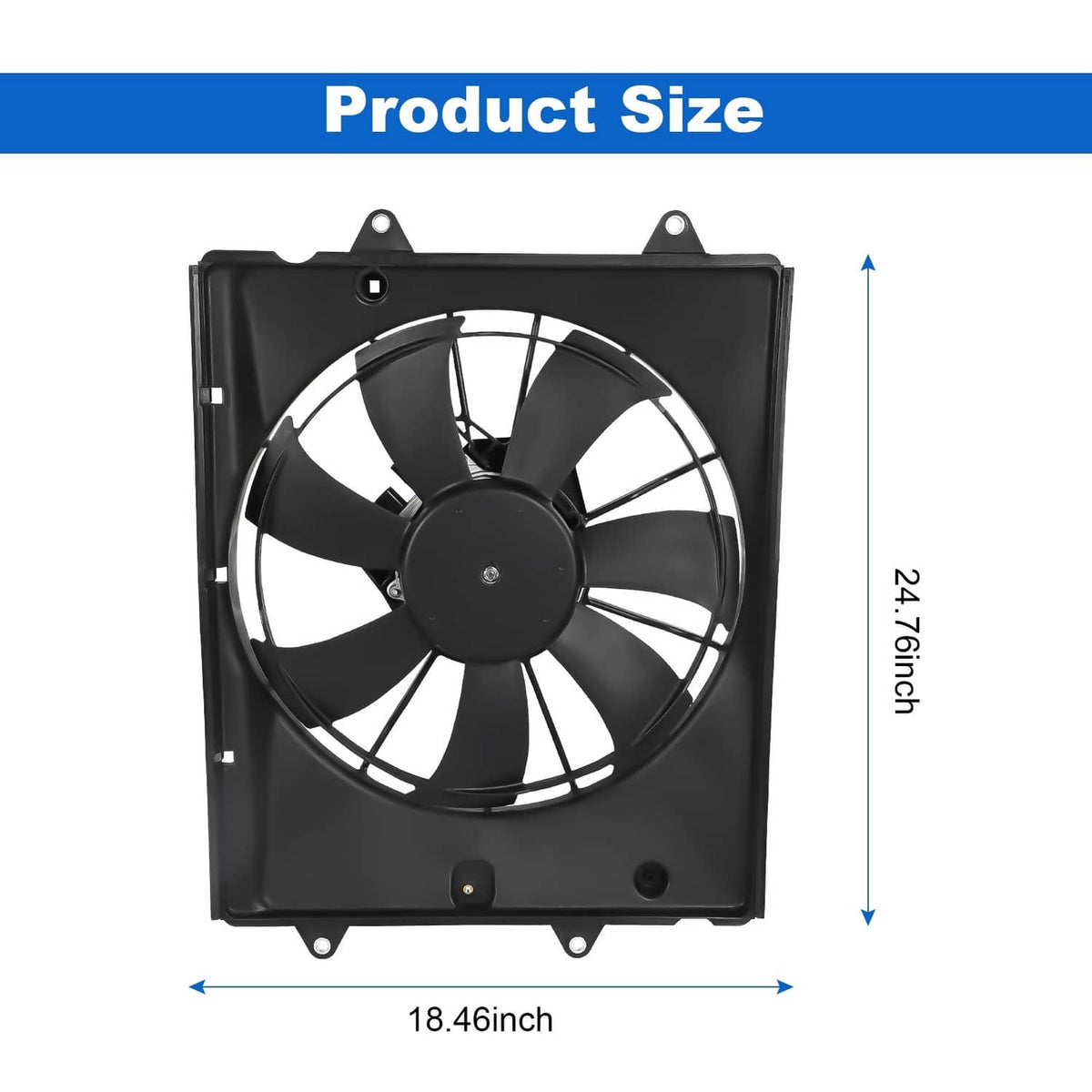 Solidspare Radiator Cooling Fan Assembly Fits 2016-2021 Civic 2.0L 190155BAA01 190305BAA01