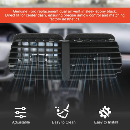 Solidspare Black Dual Center Dash Air Vent FB5Z-19893-AD For 2016-2019 Ford Explorer