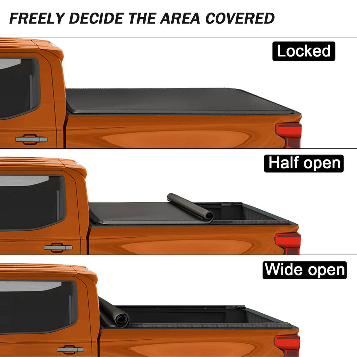 Solidspare 8FT Roll Up Truck Bed Tonneau Cover For 1988-2007 Chevy Silverado GMC Sierra