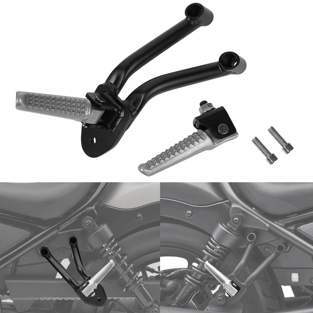Solidspare Motorcycle Rear Foot Pegs Passenger FootRests For Honda Rebel CMX 300 500 17-24