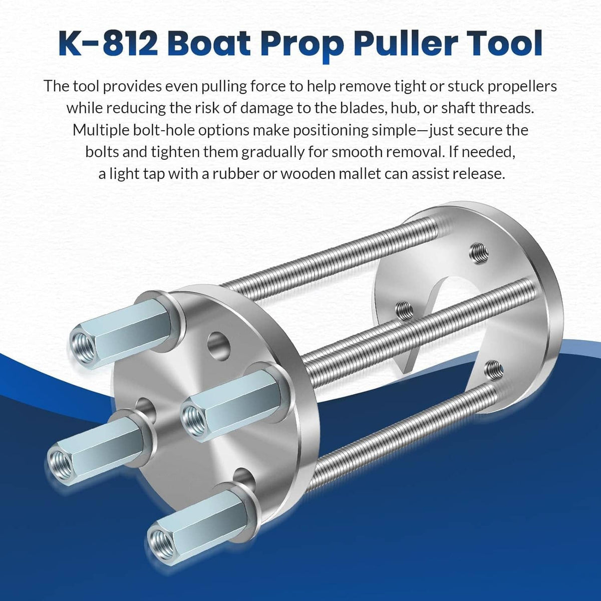 Solidspare K-812 Boat Prop Puller Tool for 3 & 4 Blade Propellers, for 1-1/4” to 1-1/2”