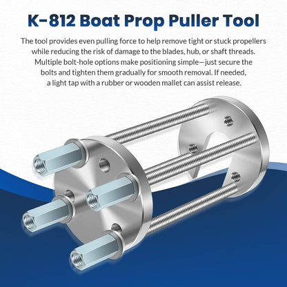 Solidspare K-812 Boat Prop Puller Tool for 3 & 4 Blade Propellers, for 1-1/4” to 1-1/2”