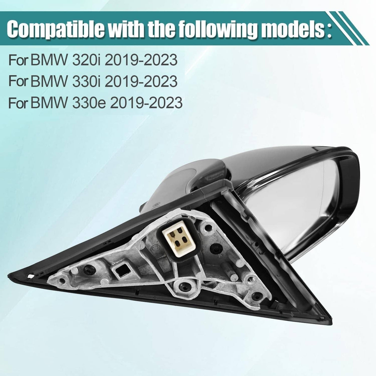 Solidspare New Driver Side Mirror With Blind Spot Black For 2019-2023 BMW 320i 330i 330e