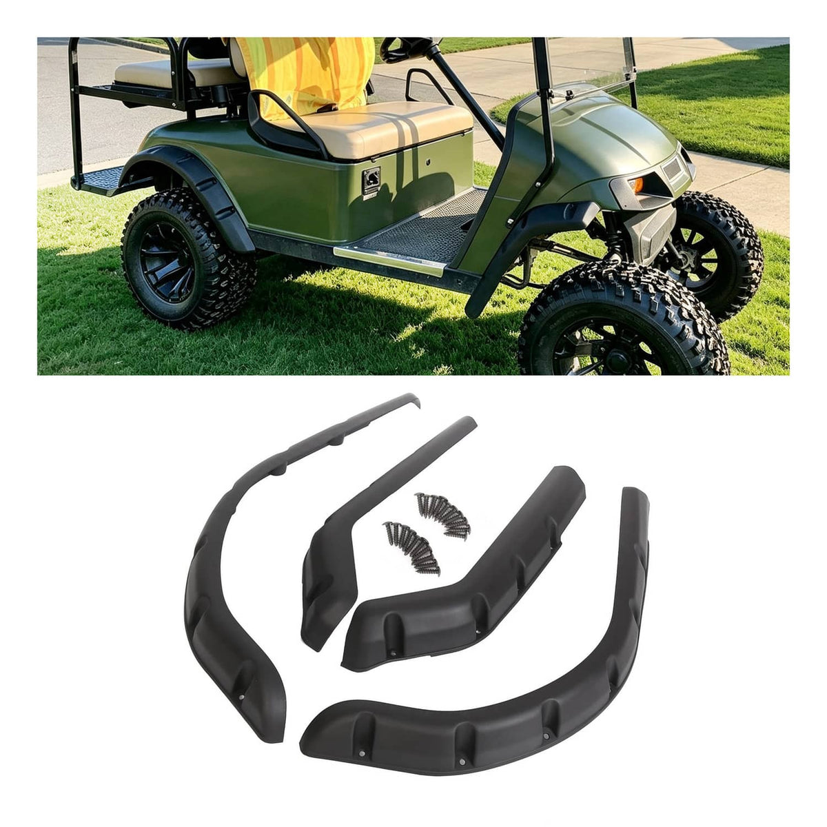 Solidspare Golf Cart Standard Fender Flares Front and Rear For EZGO TXT Model(Set Of 4pcs)