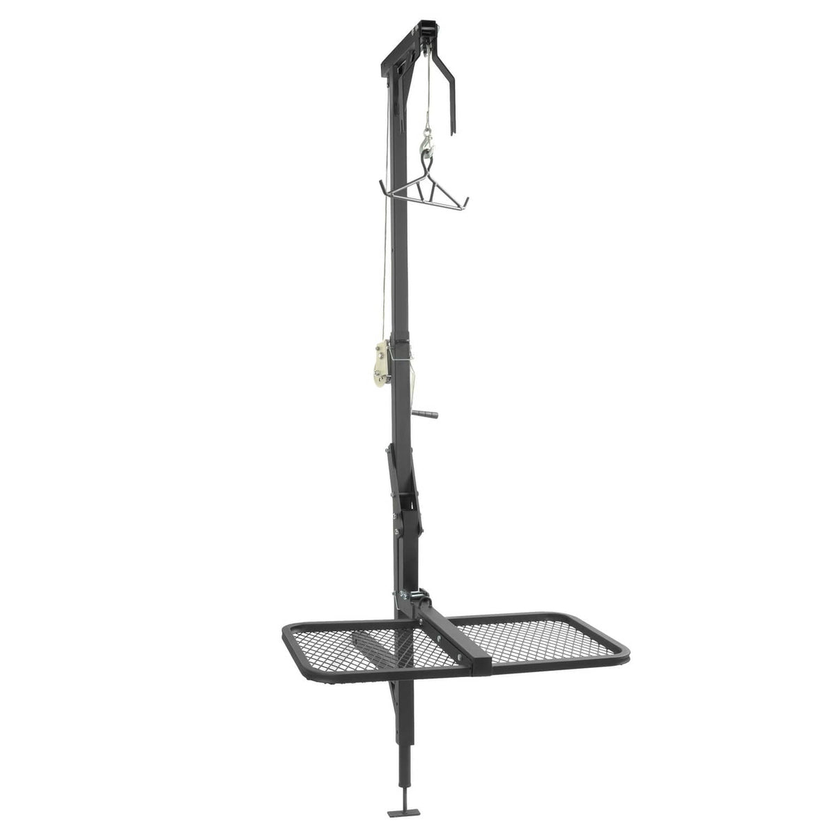 Solid Spare 400lbs 360° Swivel Hitch Mount Deer Hanger Game Hoist w/ Lifting System Platform