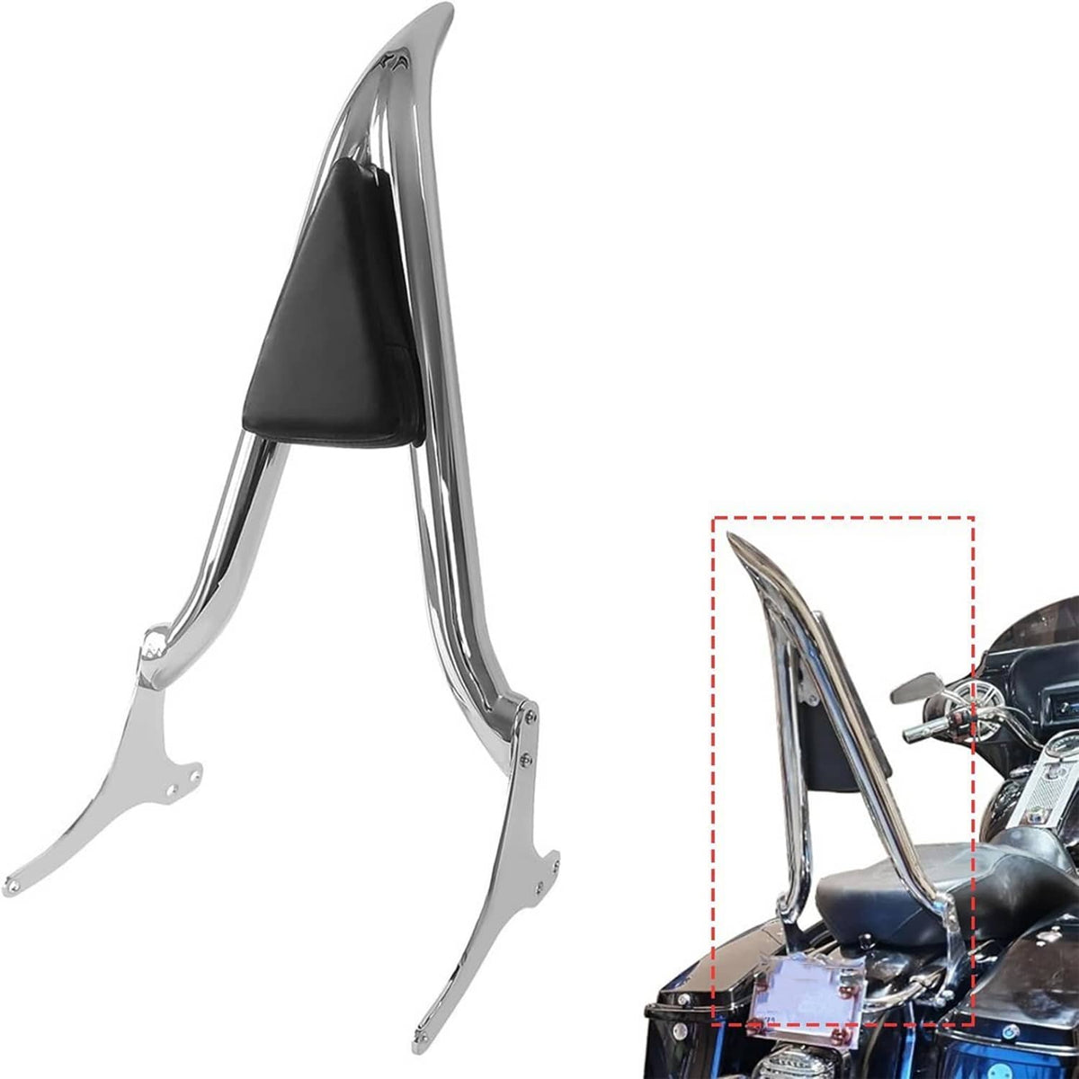 Solidspare New 22'' Chrome Backrest Sissy Bar For Harley Road King Electra Glide 1997-2008