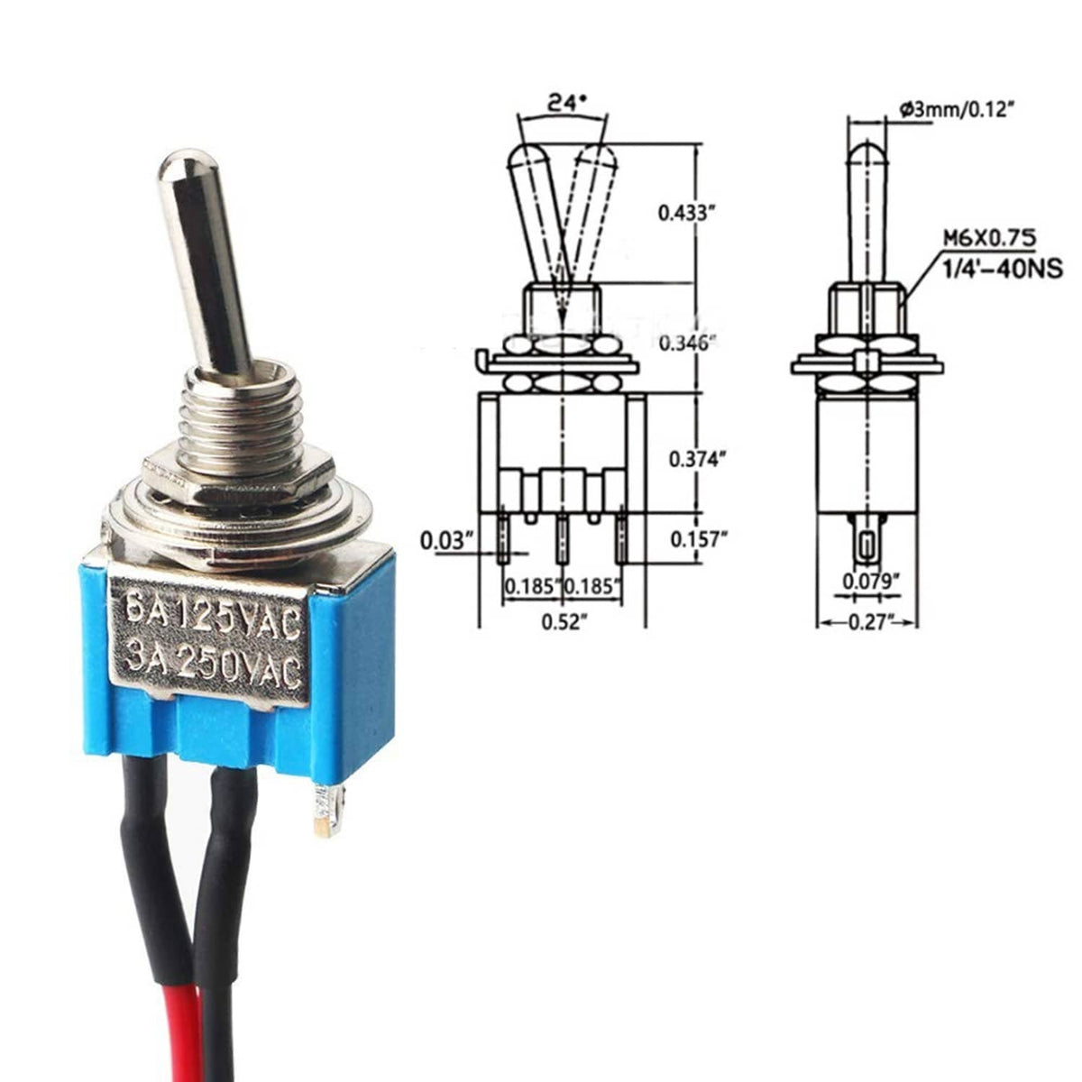 Solid Spare 10PCS SPST Mini Toggle Switch Wires On/Off Metal Small Automotive/Boat/Car/Truck