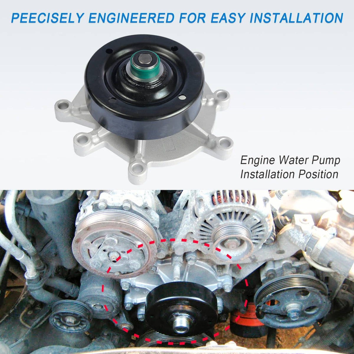 Solidspare New Water Pump For Chrysler Dodge Ram Jeep Mitsubishi Raider V8 4.7L V6 3.7L