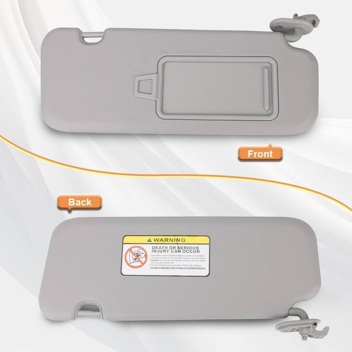 Solidspare Pair Driver & Passenger Gray Sun Visor with Mirror for 2017-2019 Hyundai Elantra