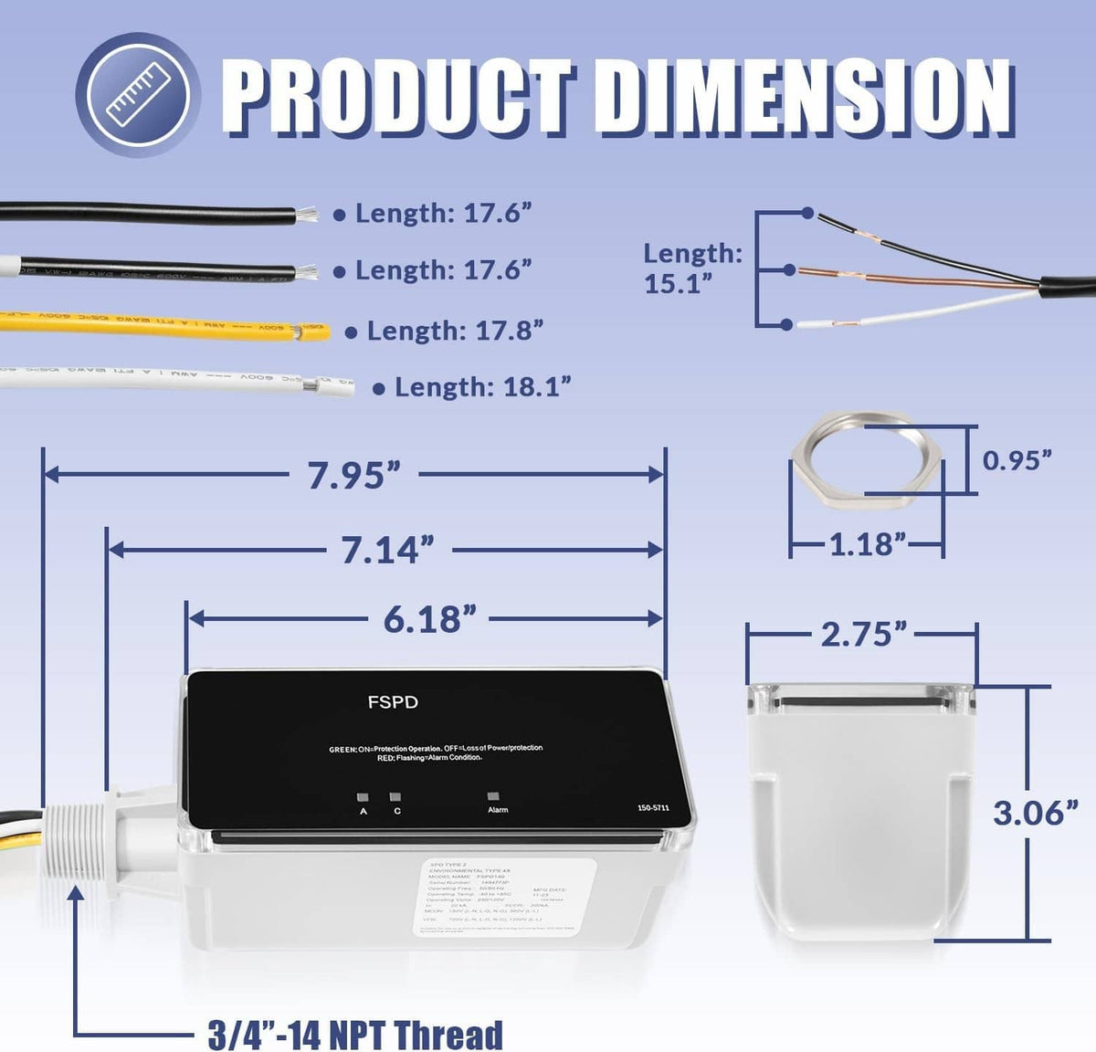 Solidspare Replace for FSPD140 Surge Protection Device, Level 2 Rated for 140,000 Amps