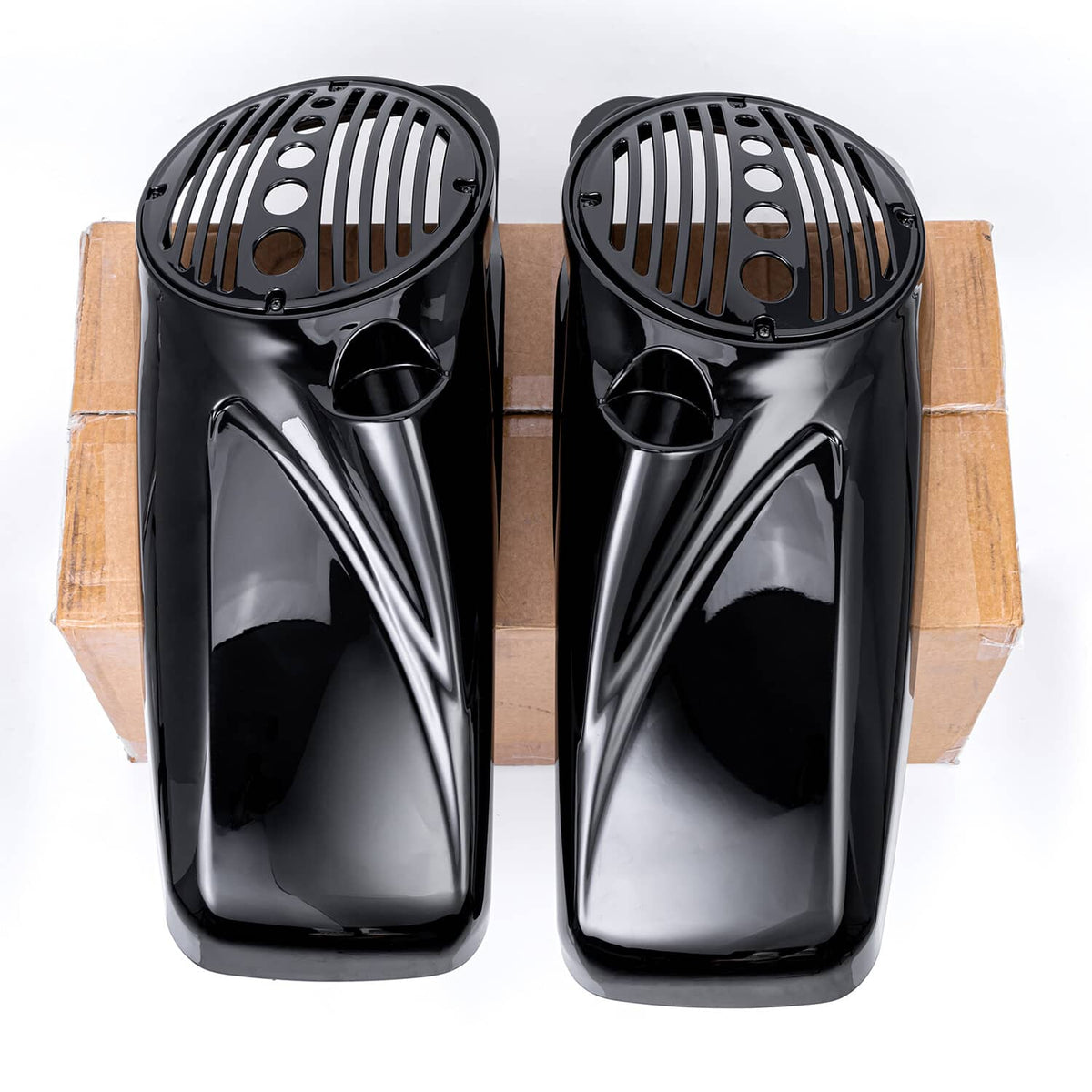 Solidspare 8" Speaker Lids for 2014-up Harley Touring Street Glide Hard Saddlebags Black