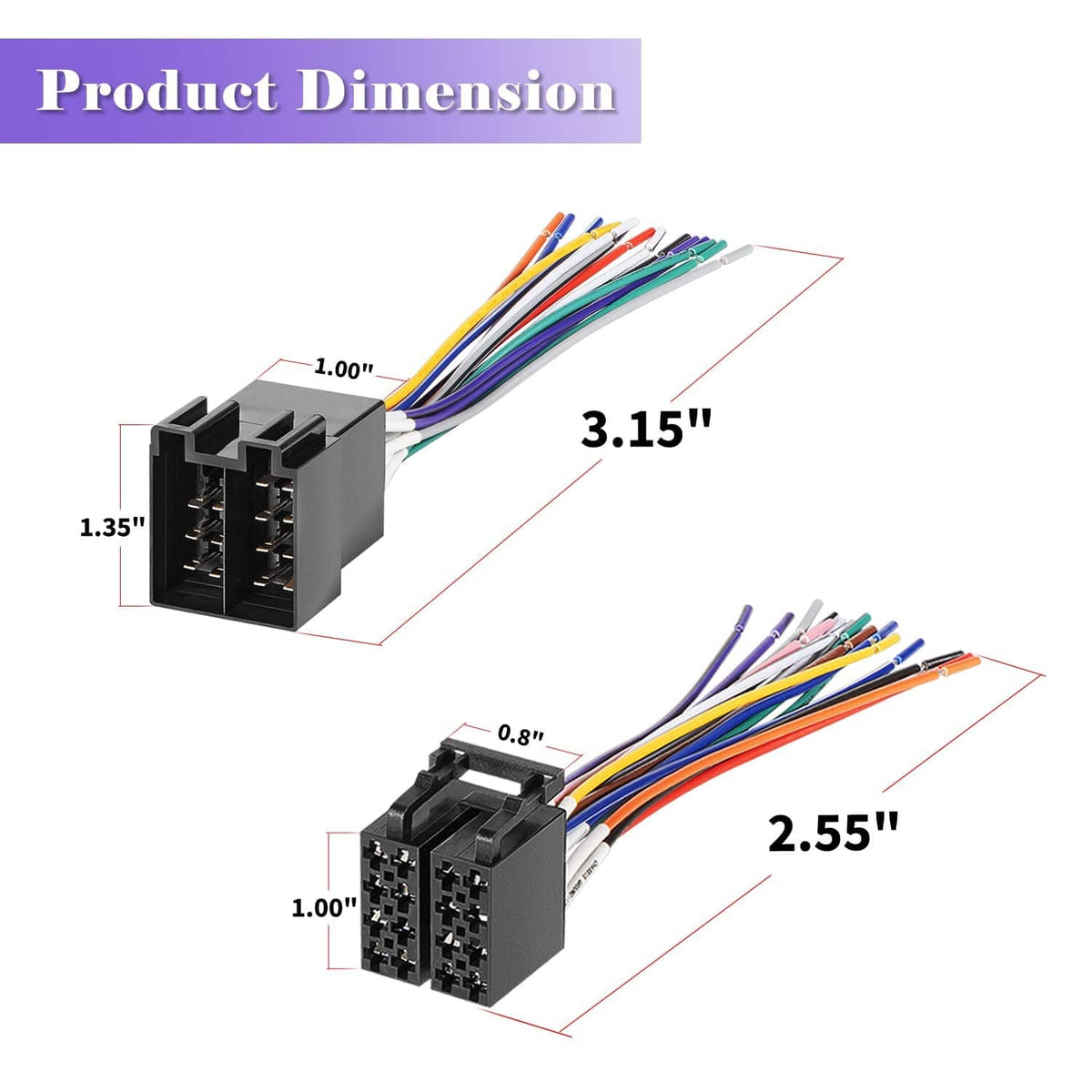 Solidspare 16 Pin Radio ISO Wire Harness Adapter For Peterbilt Freightliner Semi Truck Pair