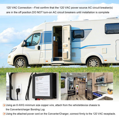 Solidspare PM3-55LK RV Power Converter 110V to 12V DC Charger with 55 Amp for Reliable RV