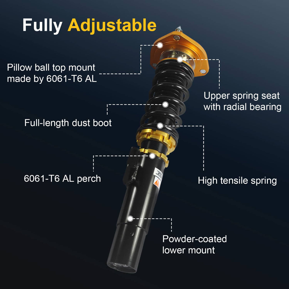 Solidspare Coilover Struts For VW 2006-2009 GTI 2003-2007 Golf MK5 Shock Suspension Kit