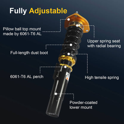 Solidspare Coilover Struts For VW 2006-2009 GTI 2003-2007 Golf MK5 Shock Suspension Kit