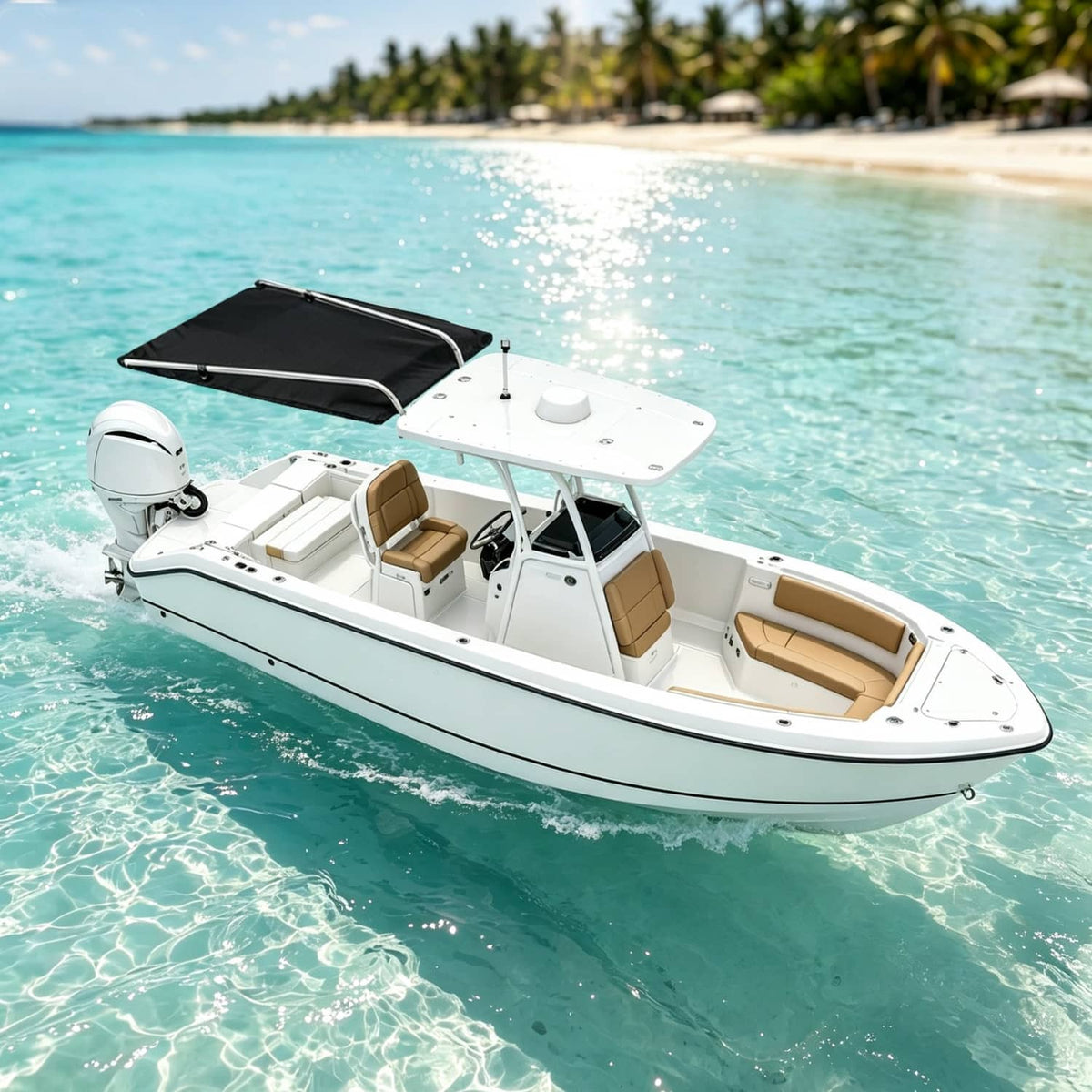Solidspare Black Boat Sun Shade 304 Stainless Steel+Fabric Canopy For Universal Boat