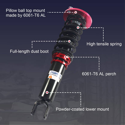 Solidspare Coilovers Suspension Kit Set For 1990-1997 Honda Accord Shock Struts Adj. Height