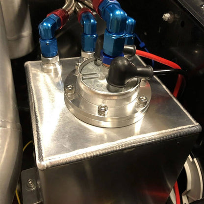 Solidspare 2L Aluminum High Flow Swirl Fuel Surge Pot Tank AN6 For 044 External Fuel Pump