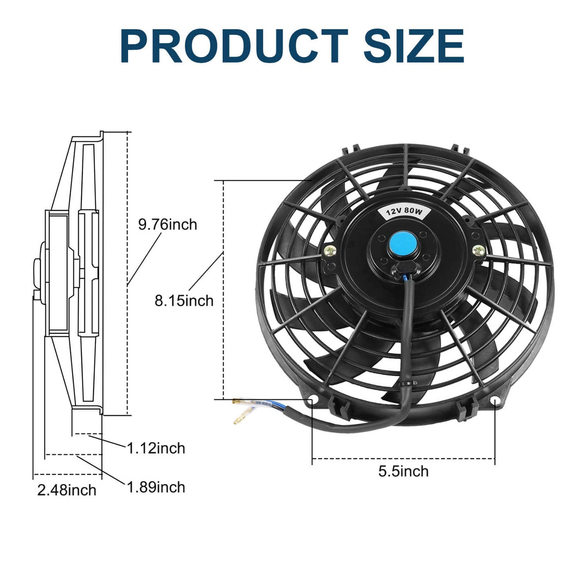 Solidspare 2 PCS 9 inch 12V Slim Fan Push Pull Electric Radiator Cooling Fan Mount Kit