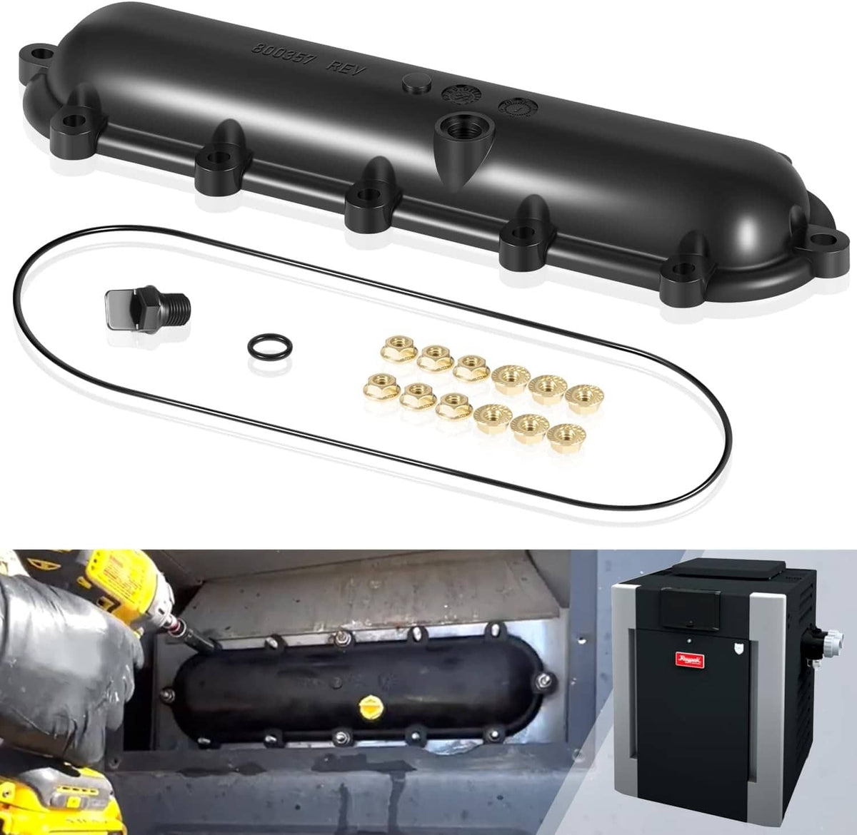 Solid Spare Replacement Return Header for Raypak 206A - 407A with Seal & Flange Nut Kit