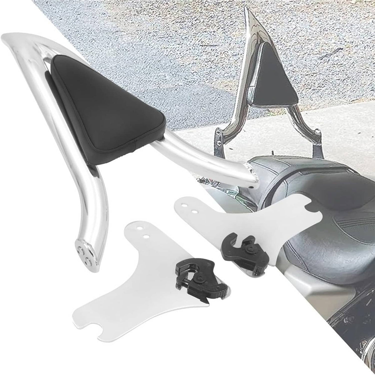 Solidspare New 22'' Chrome Backrest Sissy Bar For Harley Road King Electra Glide 1997-2008
