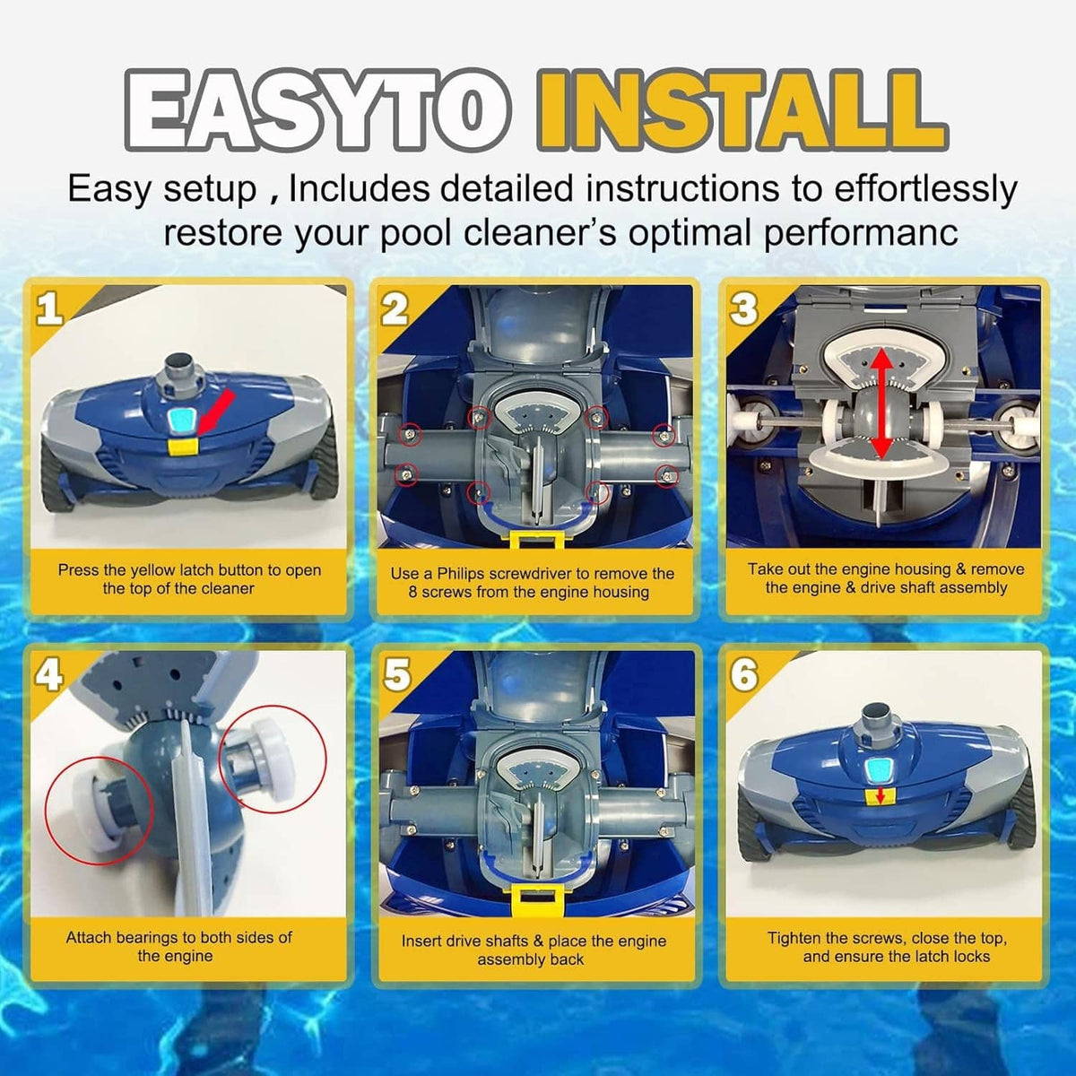 Solidspare R0524900 Engine Assembly Parts Rebuild Kit for Zodiac MX8 Pool Suction Cleaner