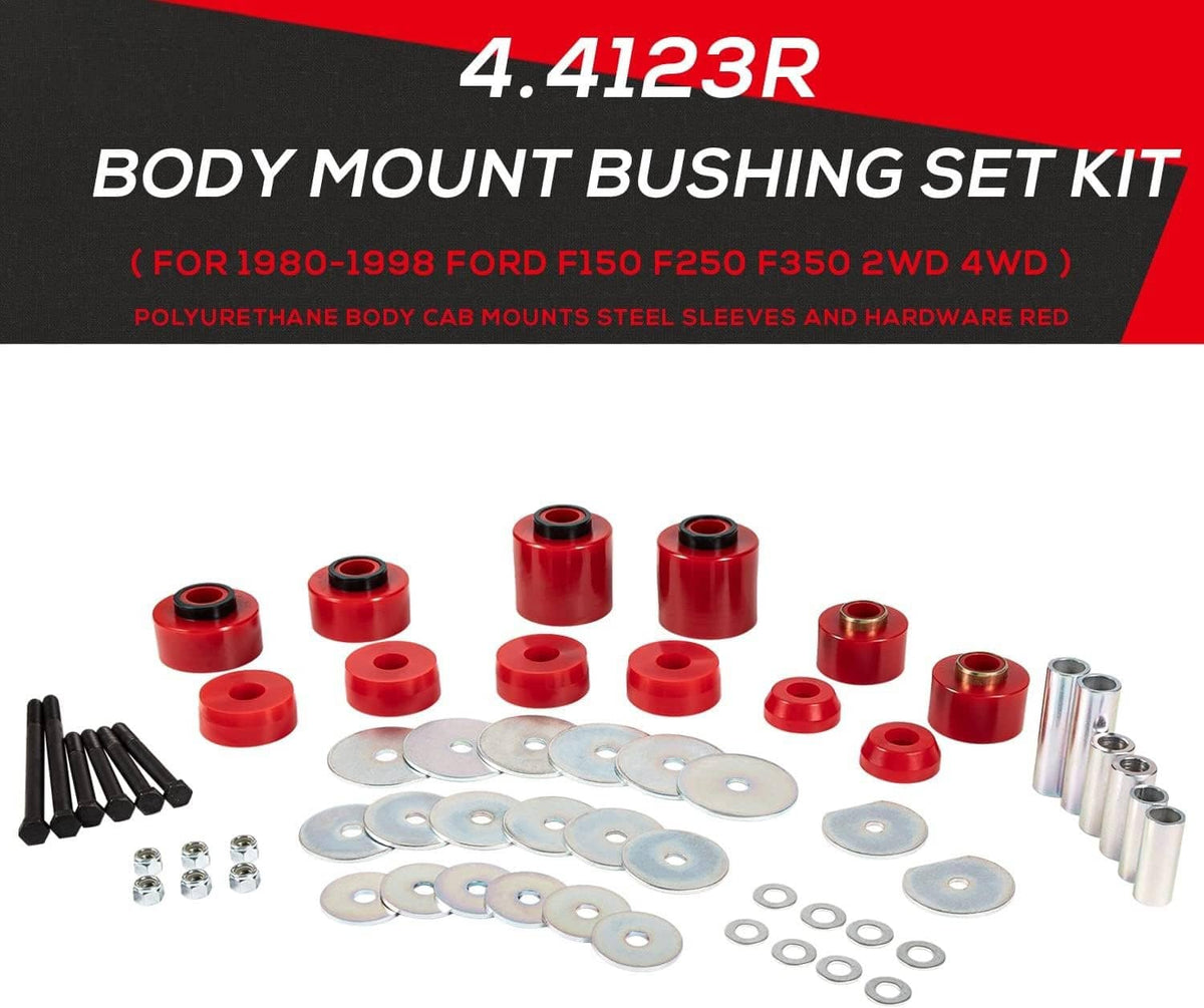Solid Spare for 1980-1998 Ford F150 F250 F350 2WD/4WD 4.4123R Body Cab Mount Bushing Set Kit