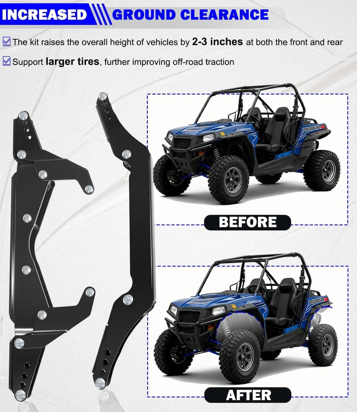 Solid Spare 2''-3'' Lift Kit Front & Rear for Polaris RZR S 800, RZR 4 800 2010-2014