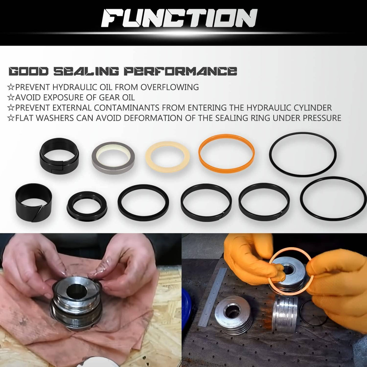 Solidspare 1543252C1 G109452 G105548 Hydraulic Cylinder Seal Kit for Case 1.5"Rod x 3"Bore
