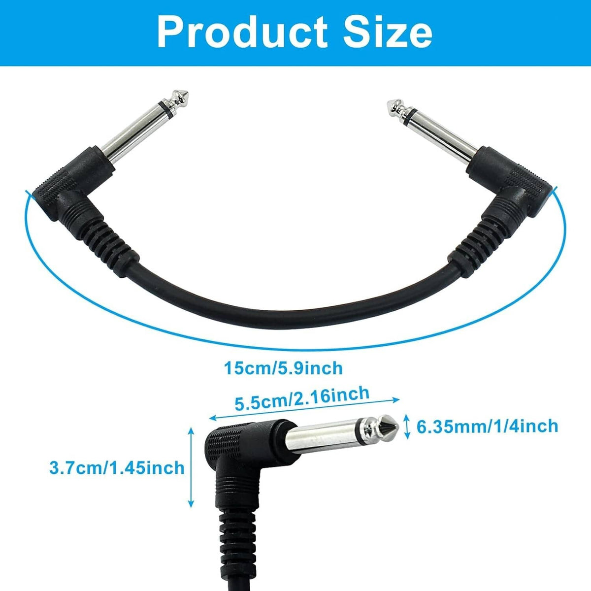 Solid Spare 6PCS Patch Cables for Electric Guitar OFC Pedal Board Wire Cords 1/4 Right Angle