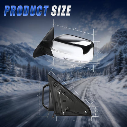 Solidspare 2Pcs For 2013-2019 Ram 1500 Side Mirror Chrome Power Fold Heated Temper Sensor