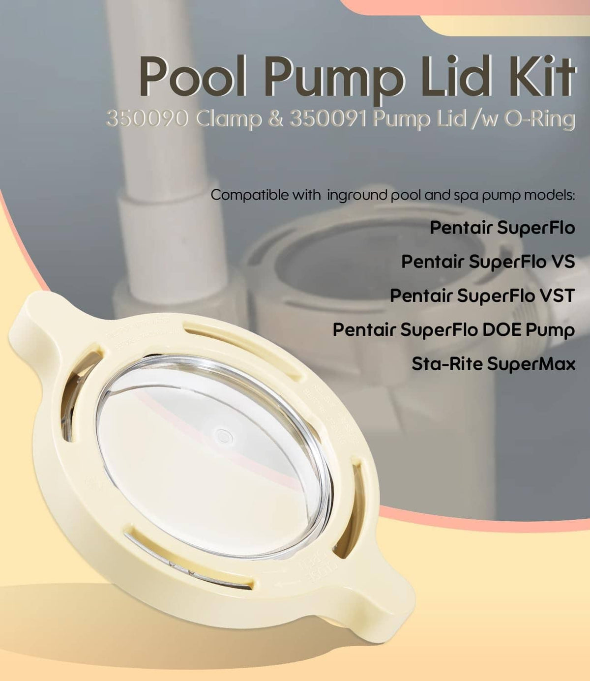 Solid Spare 350090 Cam Clamp 350091 Lid ORing Replacement for Pentair Superflo Locking Ring