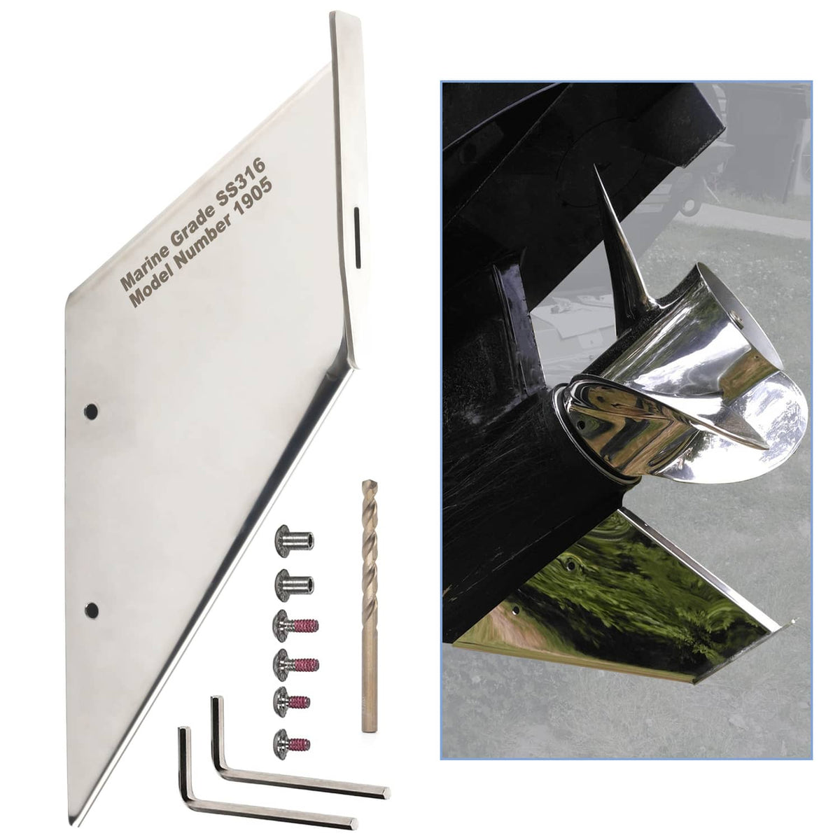 Solid Spare MERCURY MARINER & OPT1MAX Skeg Guard, Replaces skeggard 70-125hp protector 27211