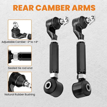 Solidspare 6pcs Rear Upper + Lower Control Toe Camber Arms for 2003-2007 Honda Accord