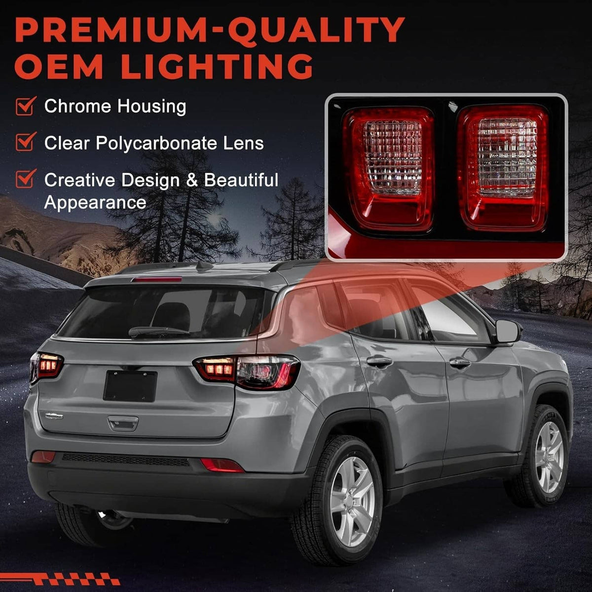Solidspare Aftermarket Inner Halogen Tail Light Right Side Inner for 2017-2026 Jeep Compass