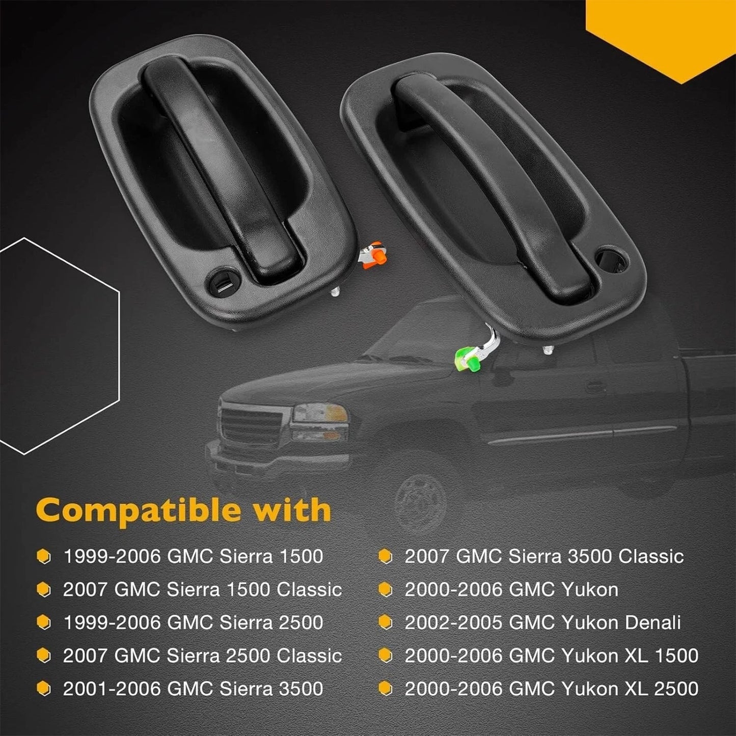 Exterior Door Handles Front Left+Right Fit 1999-2007 Chevy Silverado GMC Sierra