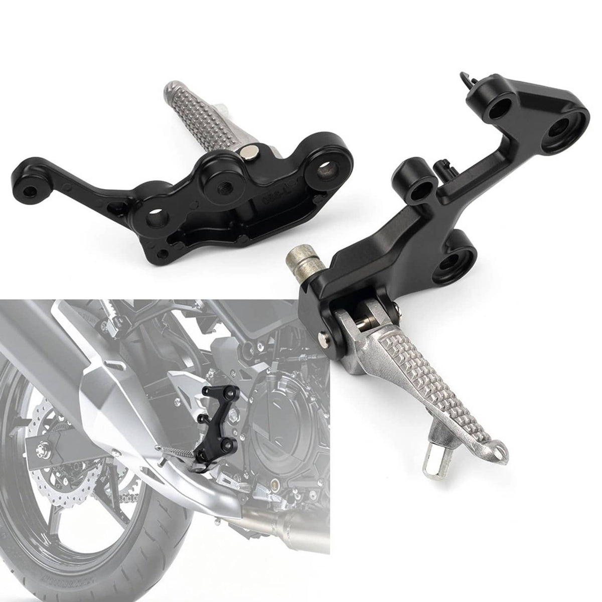 Solidspare Front Driver Foot Pegs Bracket For Kawasaki Ninja 400 2018-2024 Z500 2024-2025