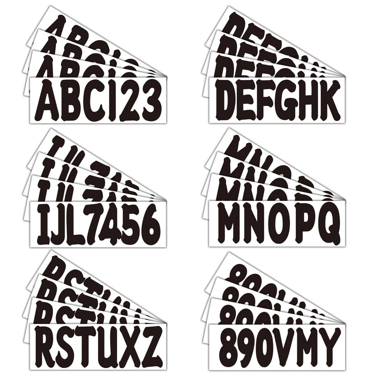 Solid Spare Black 3" Boat registration decals A-Z Letters & 0-9 Numbers 4 Sets