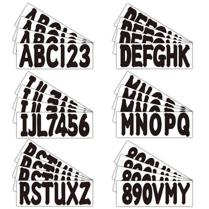 Solid Spare Black 3" Boat registration decals A-Z Letters & 0-9 Numbers 4 Sets