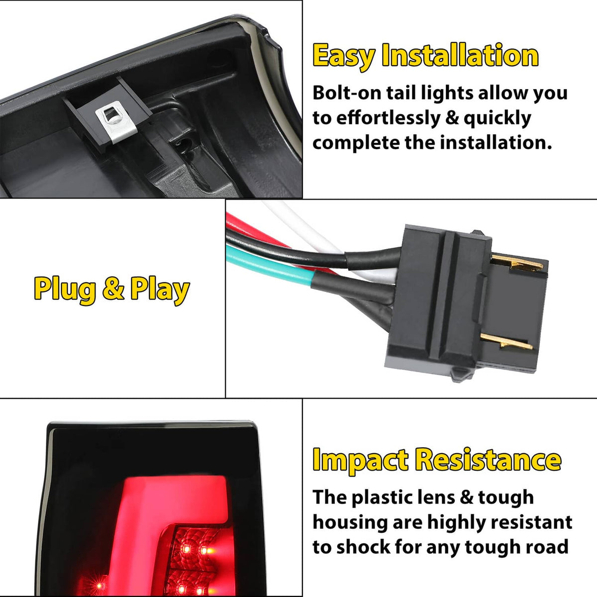 Solid Spare Black Smoke For 02-06 Chevy Avalanche 1500 2500 LED Tube Tail Lights Brake Lamps